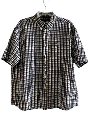 Chesterfield Plaid Short Sleeve Button-Down Shirt XL